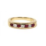 A 9ct gold ruby and diamond half eternity ring,