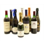 Assorted champagne and wine,