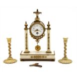 An early 20th century small white marble and ormolu clock AF,