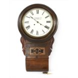 A Victorian walnut wall clock,