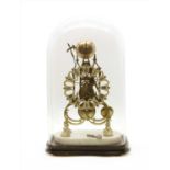 A Victorian brass skeleton clock,