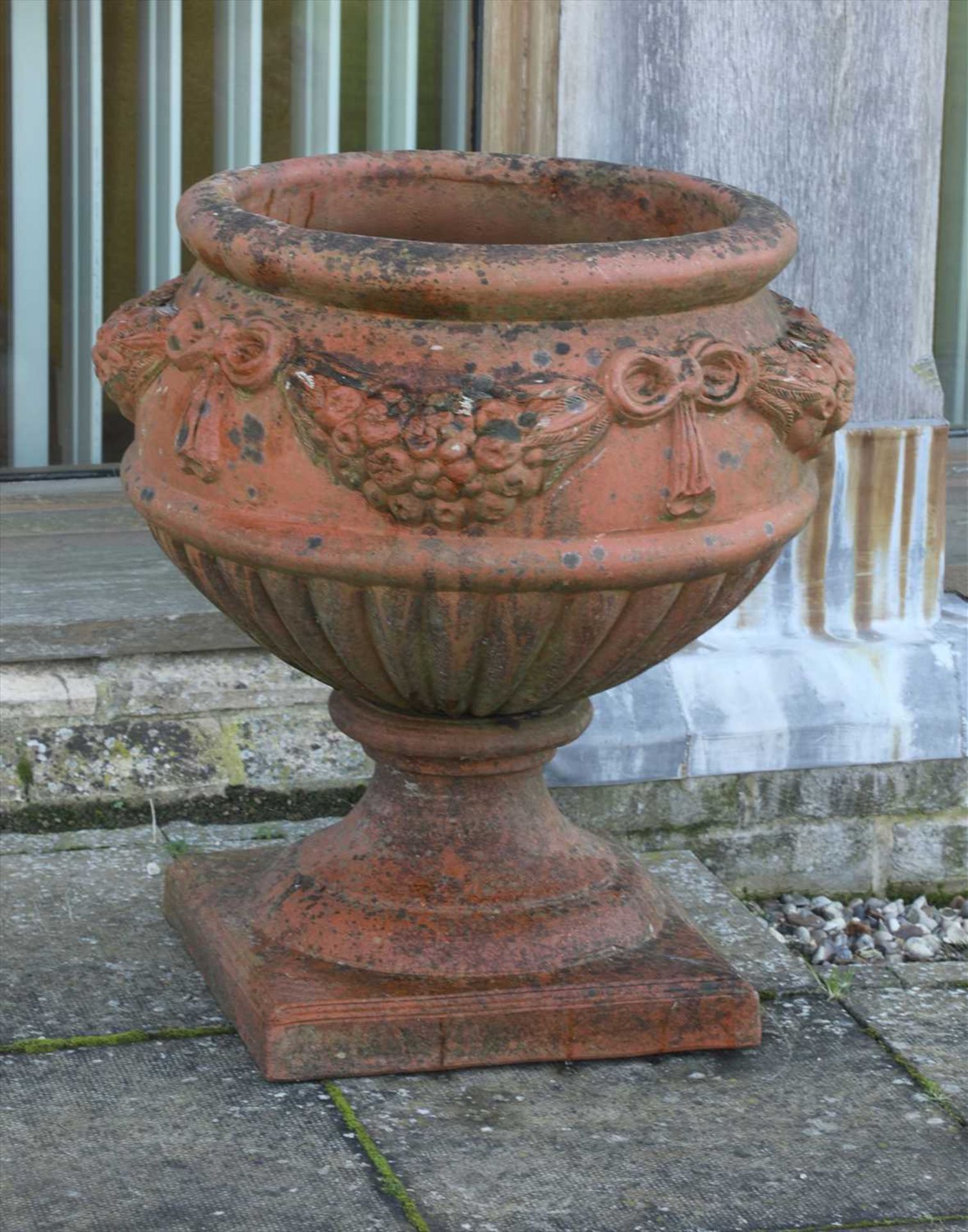 A pair of Whichford Terracotta 'Ham House' urns,