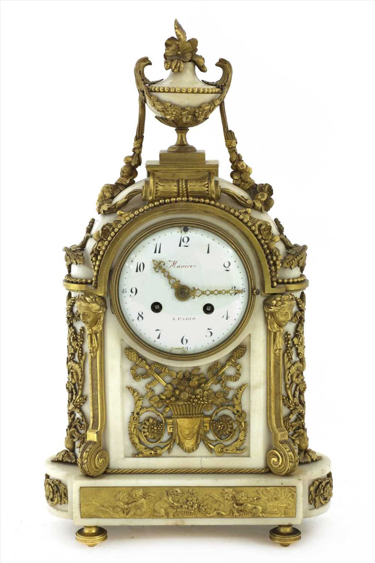 A French marble and ormolu eight-day mantel clock,