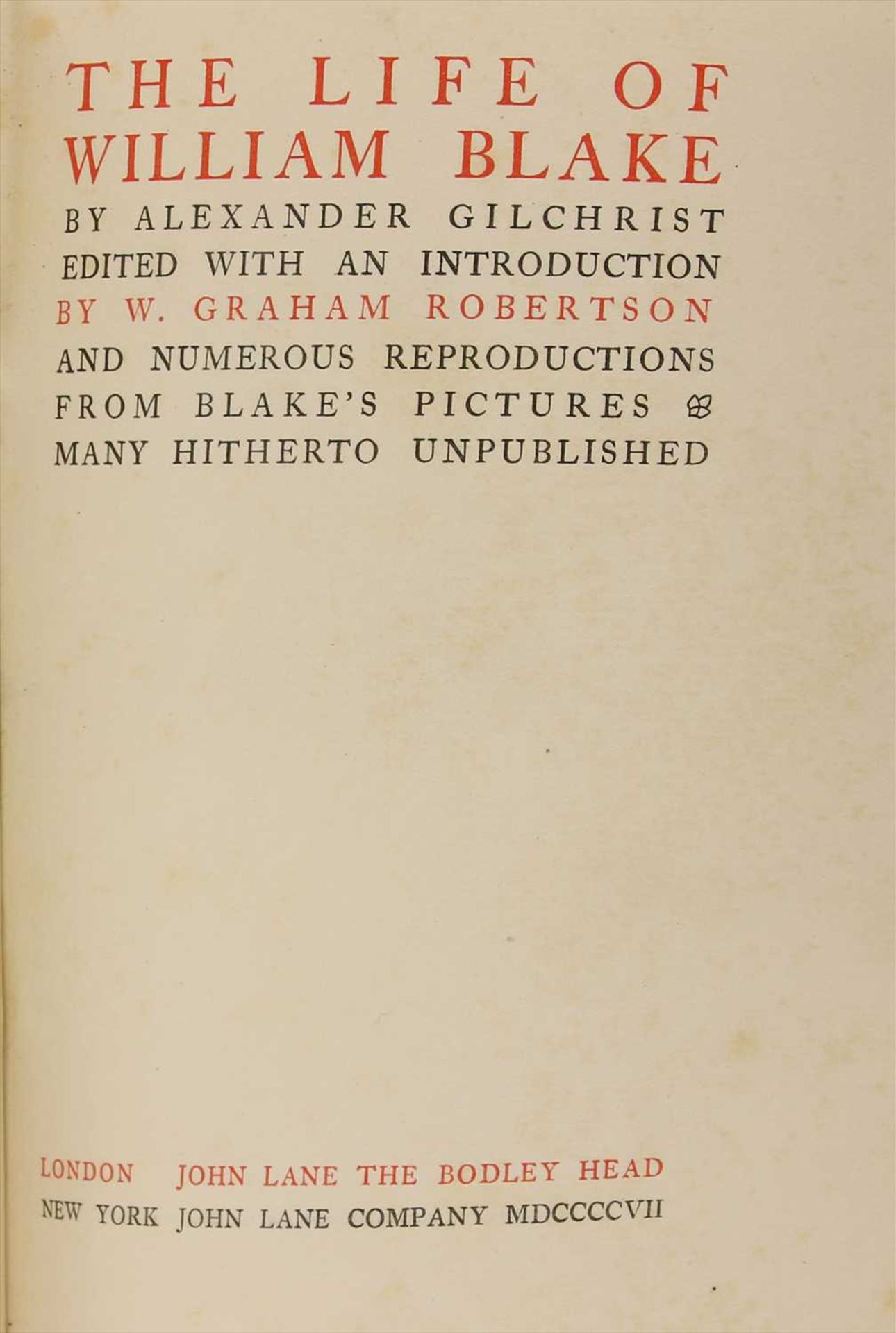 BLAKE, William: GILCHRIST, A: The Life of William Blake, - Image 3 of 3