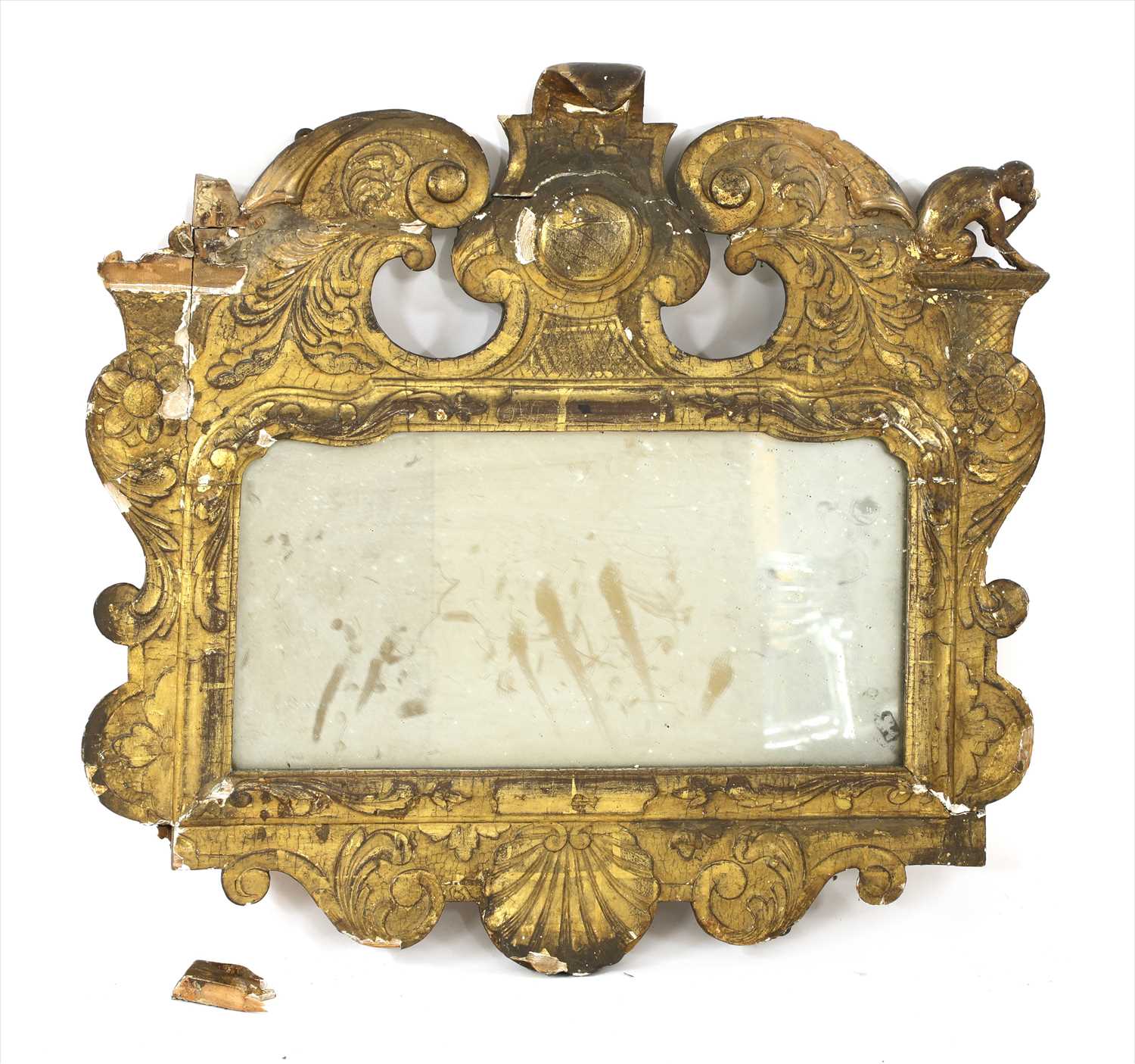 A George II giltwood wall mirror,