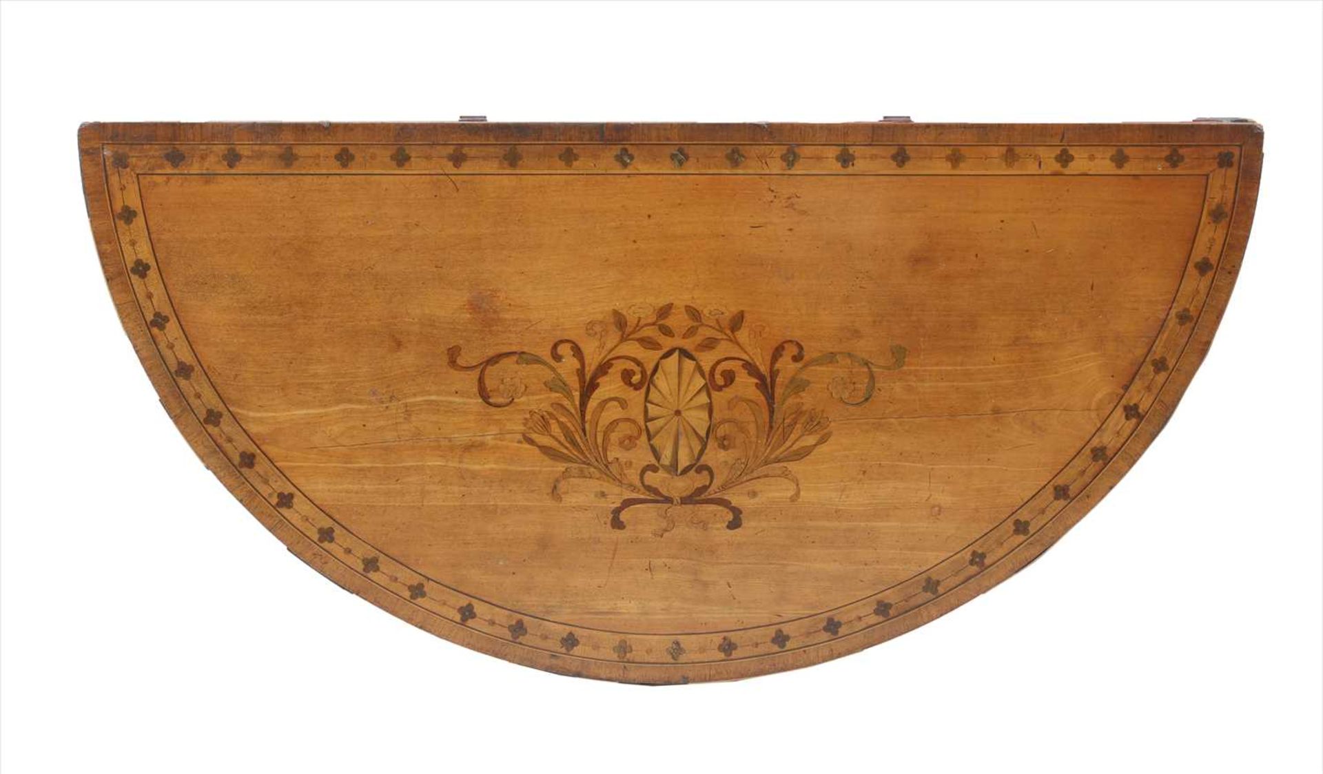 A George III inlaid satinwood demilune fold-over card table, - Image 2 of 2