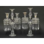 A pair of cut-glass candelabra