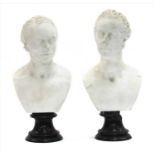 A pair of marble busts,