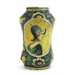 An Italian majolica albarello jar