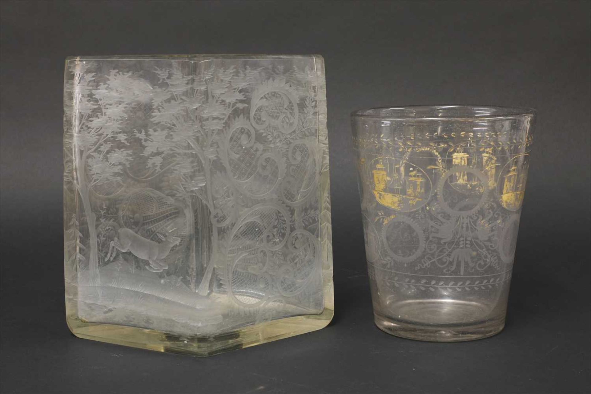 A Bohemian clear glass vase, - Image 2 of 2