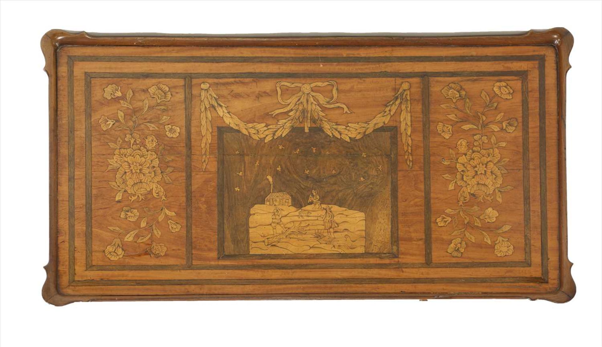 A Dutch satinwood and specimen wood marquetry silver table, - Image 2 of 2