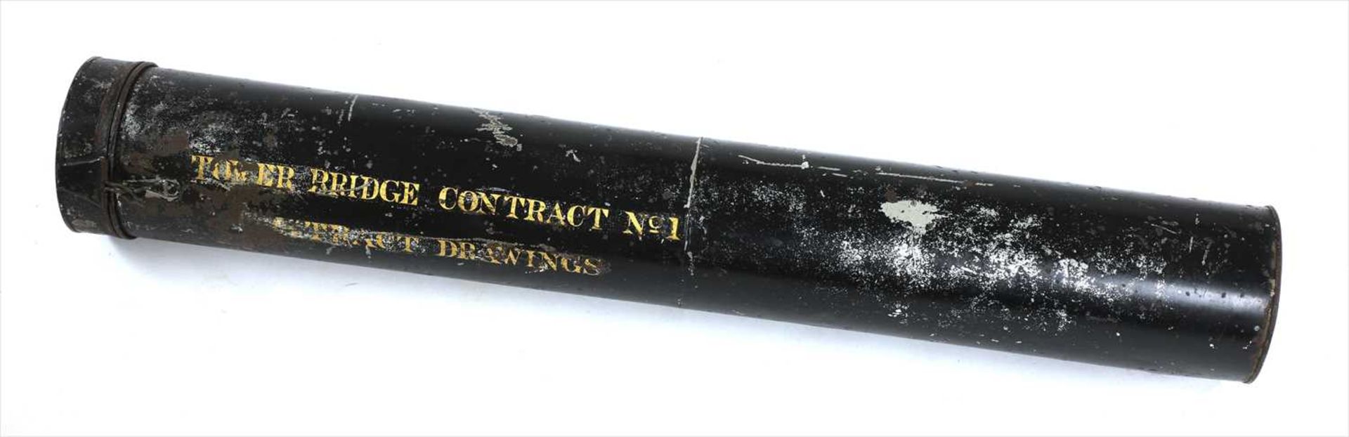 A metal document tube,