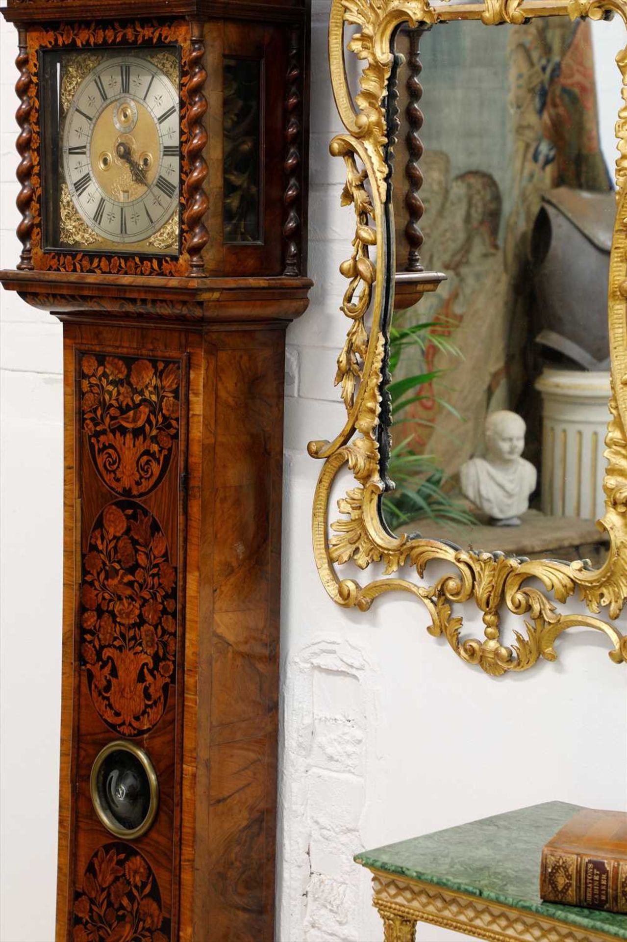 A marquetry and walnut longcase clock, - Image 5 of 5