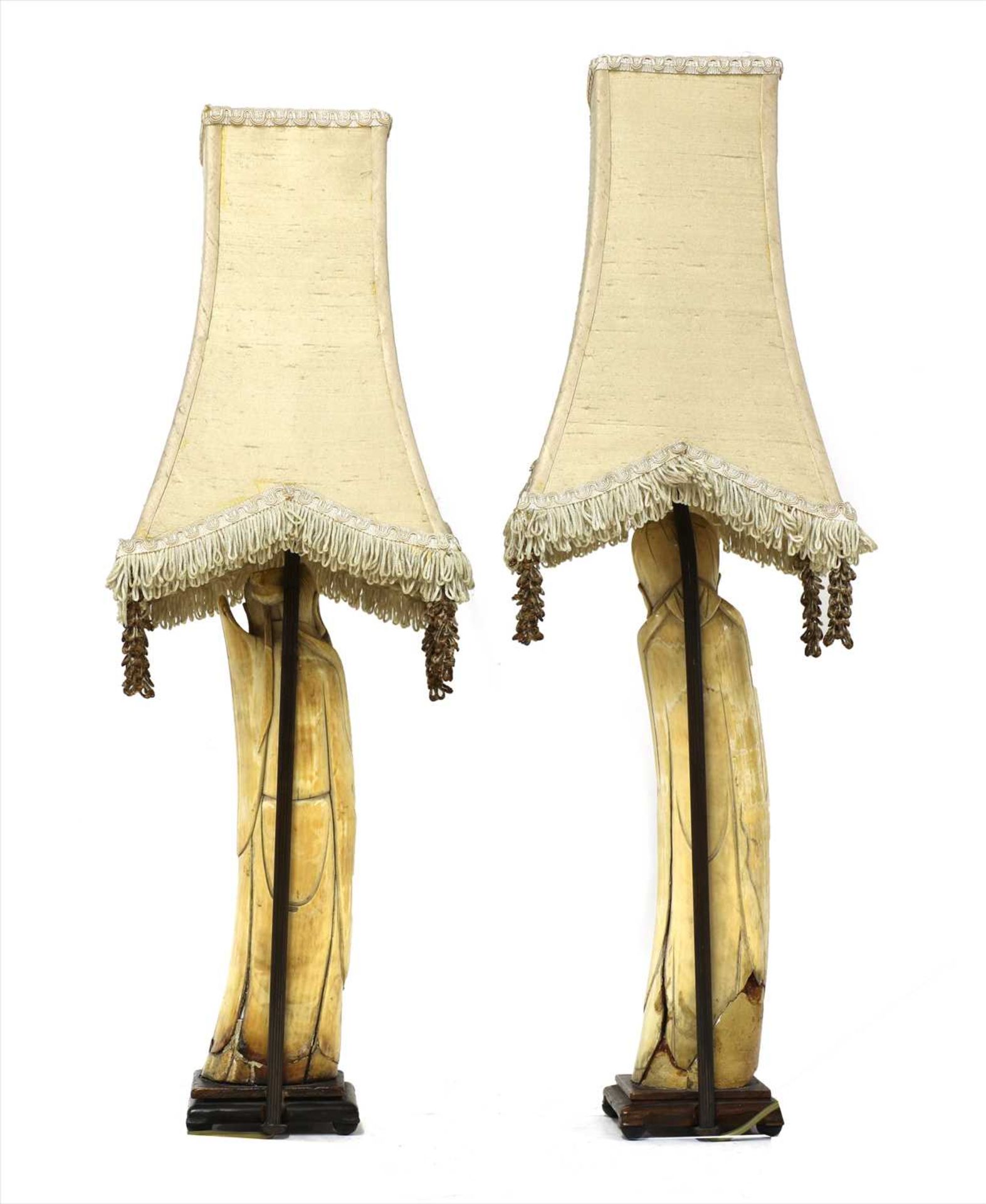 A pair of Chinese ivory tusk figures, - Image 2 of 2