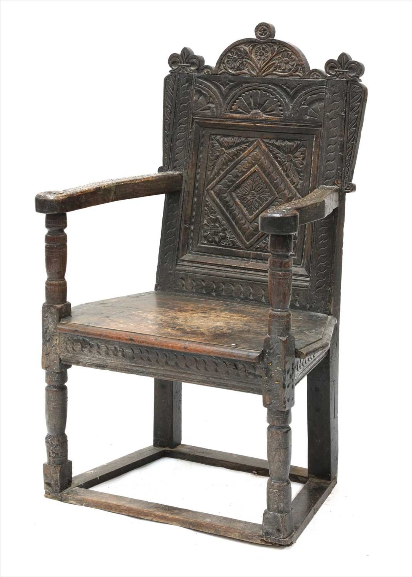 An oak wainscot chair,