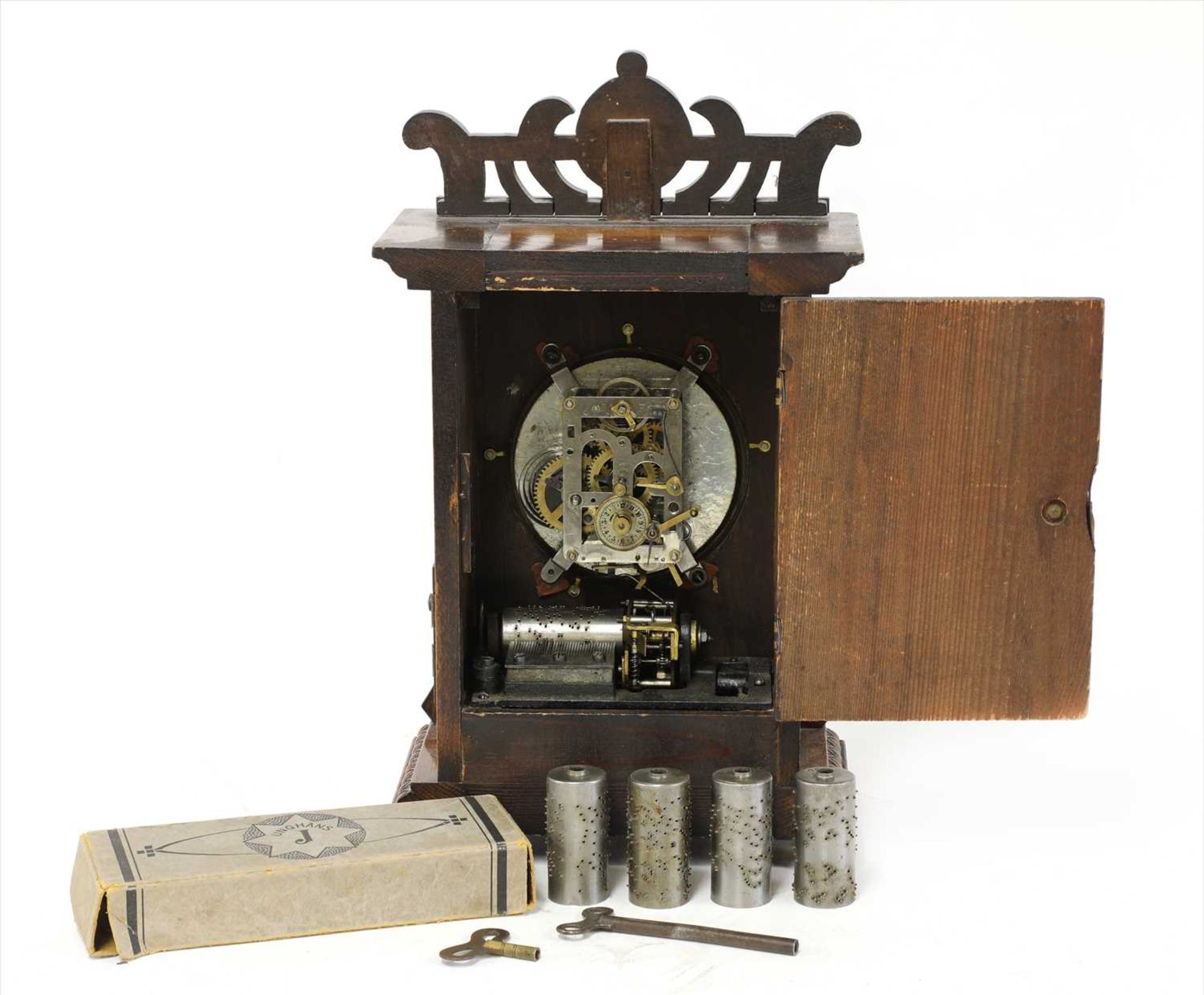 A Junghans walnut cased musical mantel clock, - Bild 2 aus 2