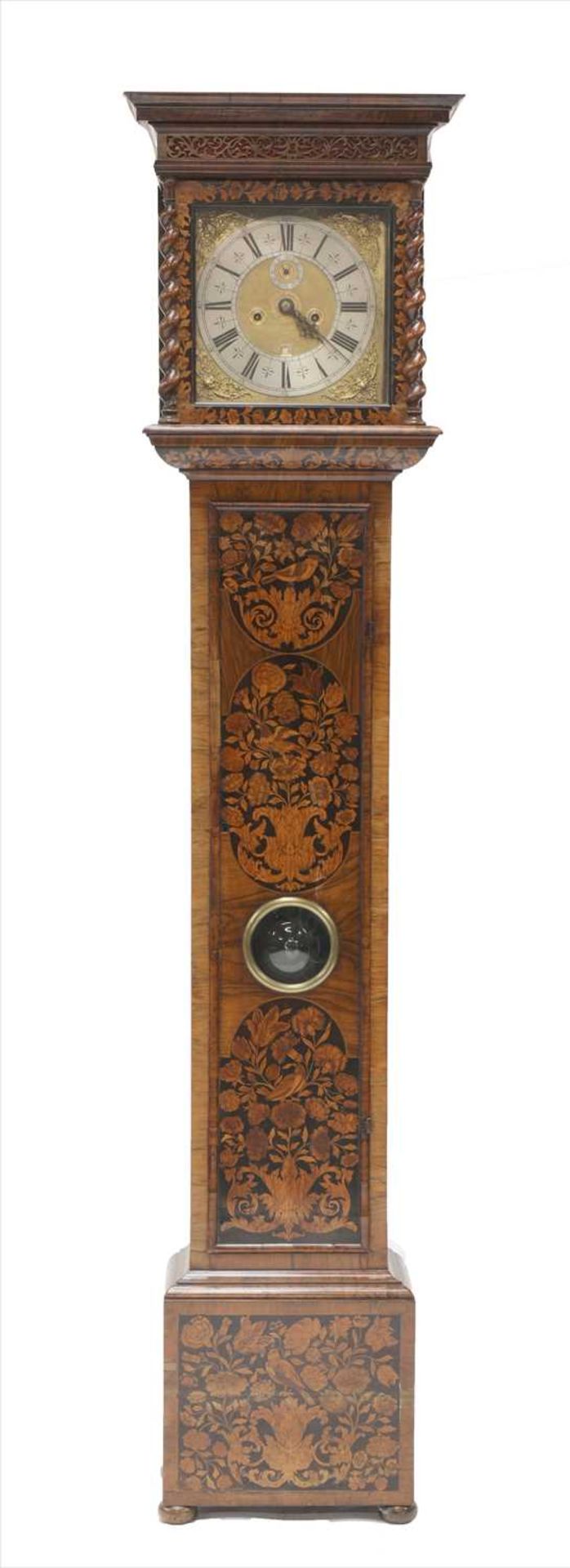 A marquetry and walnut longcase clock,