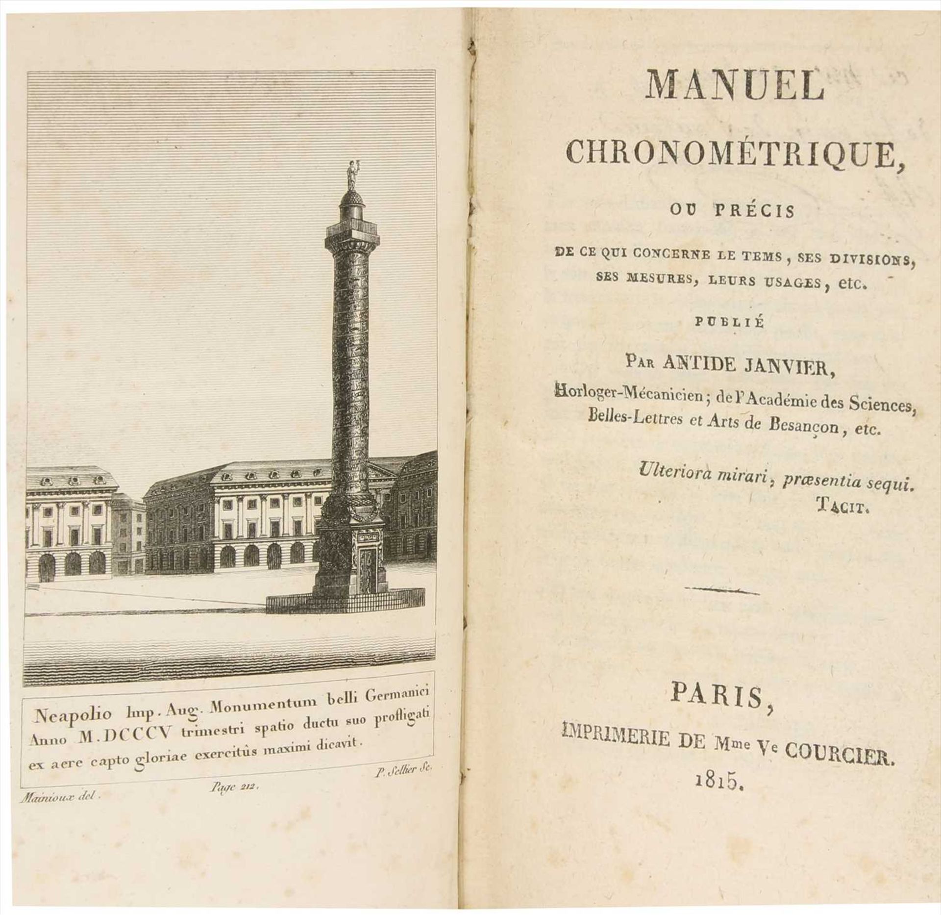 HOROLOGY: Janvier, Antide: Manuel chronometrique, - Image 2 of 2