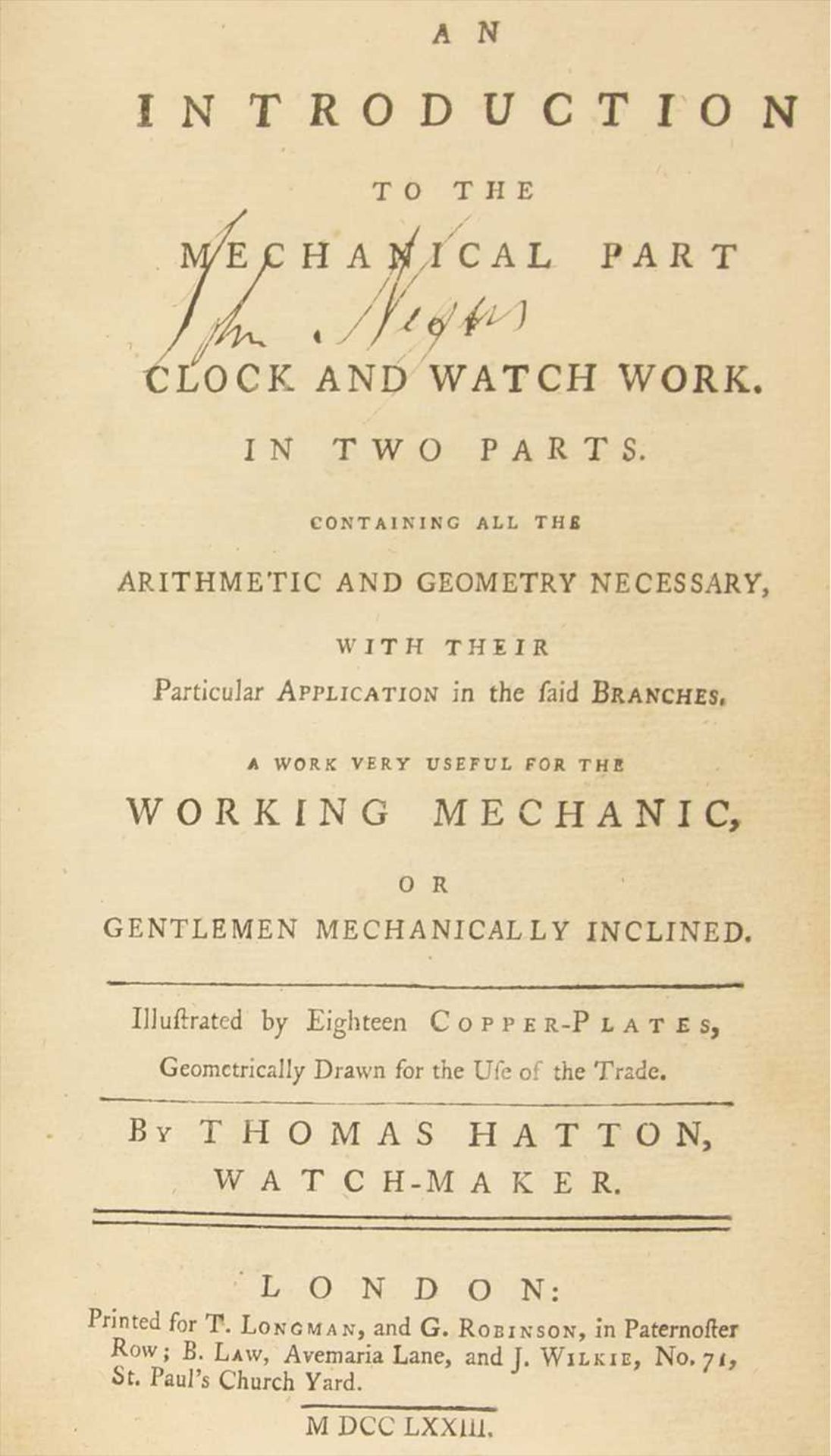 HOROLOGY: 1- Hatton, - Image 4 of 4