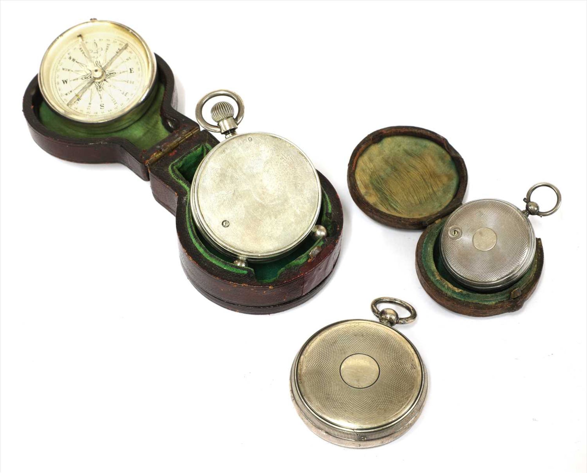 Three silver-cased pocket aneroid barometers, - Image 2 of 2