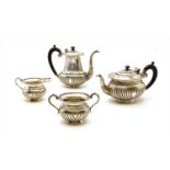 A silver four piece tea set