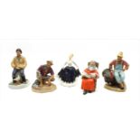 A group of five Royal Doulton figures,