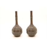 A large pair of Japanese bronze vases,