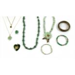 A quantity of jade and other jewellery
