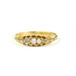A Victorian 18ct gold boat shaped five stone diamond ring