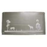 An etched glass 1950s overmantle mirror,