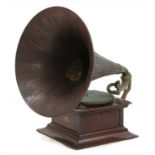 An HMV gramophone,
