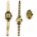 A 9ct gold Avia mechanical bracelet watch,