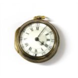 A George II silver gilt pair cased pocket watch,