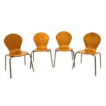 Four bent plywood 'Hourglass' chairs,