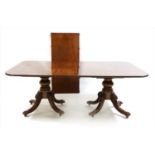 A George IV mahogany twin pedestal dining table,