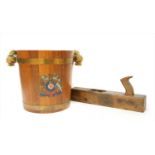 A wooden Regency style coopered fire bucket,