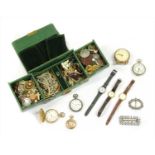 A quantity of costume jewellery and watches,