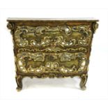 A 19th century Venetian style commode chest of drawers,