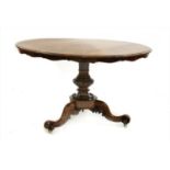 A Victorian rosewood pedestal centre table,
