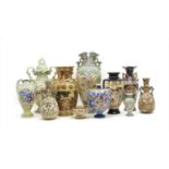 A collection of Japanese pottery items,