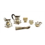 A collection of silver items,