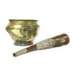 A Chinese brass bowl,