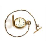 A rolled gold Waltham half hunter pocket watch,