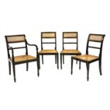 A set of four painted Regency style chairs,