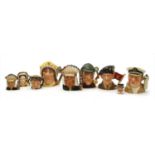 A large collection of Royal Doulton character jugs of varying sizes (Qty.)