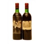 Chateau Lafite Rothschild, Pauillac, 1st growth, 1972, two bottles (damaged labels)