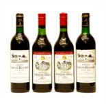 Chateau Rauzan-Ségla, 1978, two bottles and Chateau Lafon-Rochet, 1988, two bottles