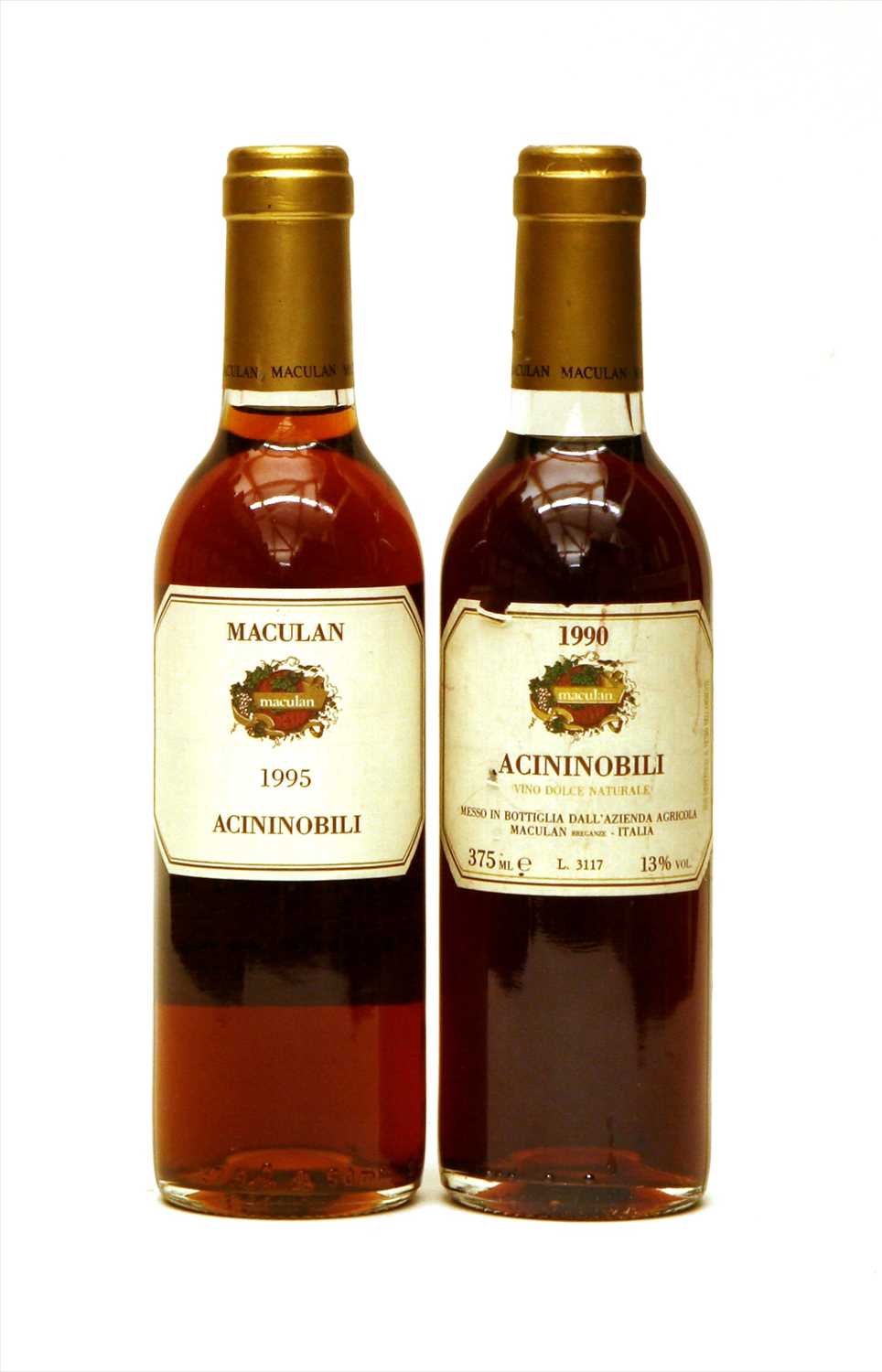 Acininobili, 1990, one half bottle and Acininobili, Maculan 1995, one half bottle