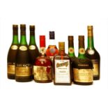 Assorted to include: Remy Martin, Fine Champagne V.S.O.P. Cognac, three bottles and 6 other bottles
