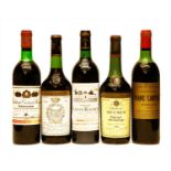 Assorted Red Bordeaux to include: Château Brane-Cantenac, Margaux, 1979, one bottle and four others